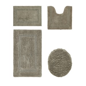 Lux Premium 100% Cotton Tufted Solid Reversible 4 Piece Bath Rug Set – Ultra-Soft, Water-Absorbent, Durable, Machine Washable Bathroom Rug - 1 of 4