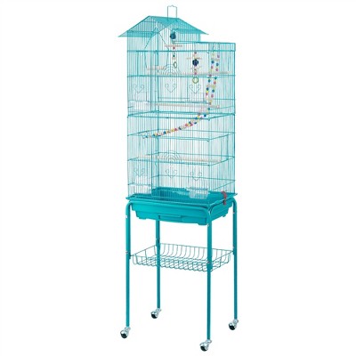Yaheetech Roof Top Birdcage Parrot Cage with Detachable Rolling Stand Wrought Iron
