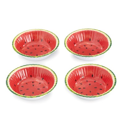 The Lakeside Collection Melamine Watermelon Soup Bowls for Meals and Snacks - Set of 4 4 Pieces