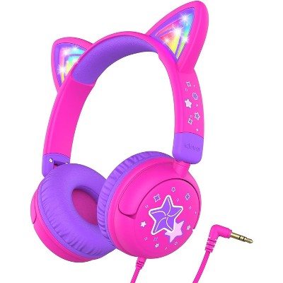 iClever Kids Headphones Cat Ear, LED Light Up, 85dBA Safe Volume, Stereo Sound Toddler Headphones for Travel Schoo