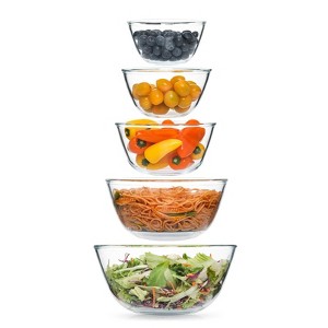 Itopfox 5-Piece Glass Mixing Bowl Set for Baking, Cooking, and Storage - Microwave, Dishwasher & Freezer Safe, Nesting Kitchen Bowls - 1 of 4