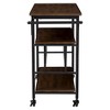 Bradford Industrial Antique Black Distressed Wood Bar Cart: Glass Racks, Towel Holders - Baxton Studio - 3 of 4