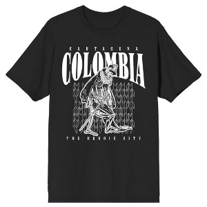 Cartagena Colombia The Heroic City on Black Short Sleeve Adult T-Shirt - 1 of 4