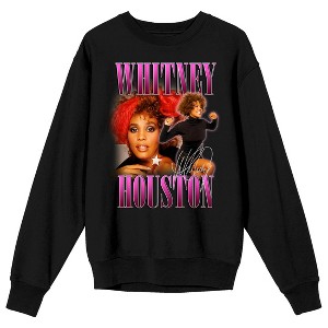 Whitney Houston Poses Crew Neck Long Sleeve Black Unisex Adult Tee - 1 of 3