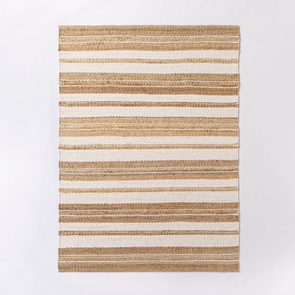 Photos - Area Rug 5'x7' Riverton Striped Jute/Wool  Tan - Threshold™ designed with S