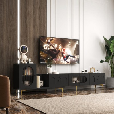 Chic Crate-Extendable Wooden Media Console – Modern TV Stand w/ Rectangle Design, Multi-Room Furniture