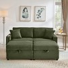 Convertible Sectional Sofas Corduroy Loveseat Sofa with Double Storage Ottomans, Adjustable Armrest Table with USB Port, Super Soft Chaise Lounge - 4 of 4