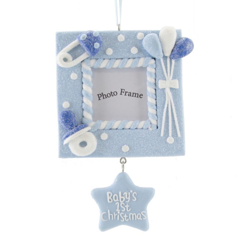 Kurt S. Adler 5.5 Inch Baby's First Christmas Frame Balloons Diaper Pin Tree Ornaments, 1 of 4