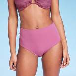 Women's High Waist Medium Coverage Bikini Bottom - Shade & Shore™ Pink 
