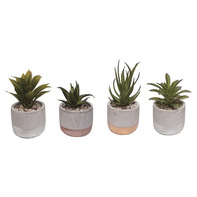 Transpac Plastic/Dol Succulent w/Planter Set of 4 Spring Home Decorations