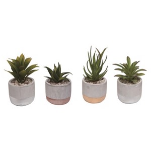 Transpac Plastic/Dol Succulent w/Planter Set of 4 Spring Home Decorations - 1 of 1