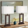 360 Lighting Marshall 30 1/4" Tall Open Window Large Modern End Table Lamps Set of 2 Brown Bronze Finish White Shade Living Room Bedroom Bedside - 2 of 4
