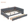 Full Size Upholstered Daybed with Storage Drawers and Backrest, Linen Sofa Bed for Bedroom or Guest Room-Baofuwish - 4 of 4