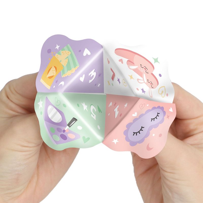 Big Dot of Happiness Pajama Slumber Party - Girls Sleepover Birthday Party Cootie Catcher Game - Truth or Dare Fortune Tellers - Set of 12, 6 of 8