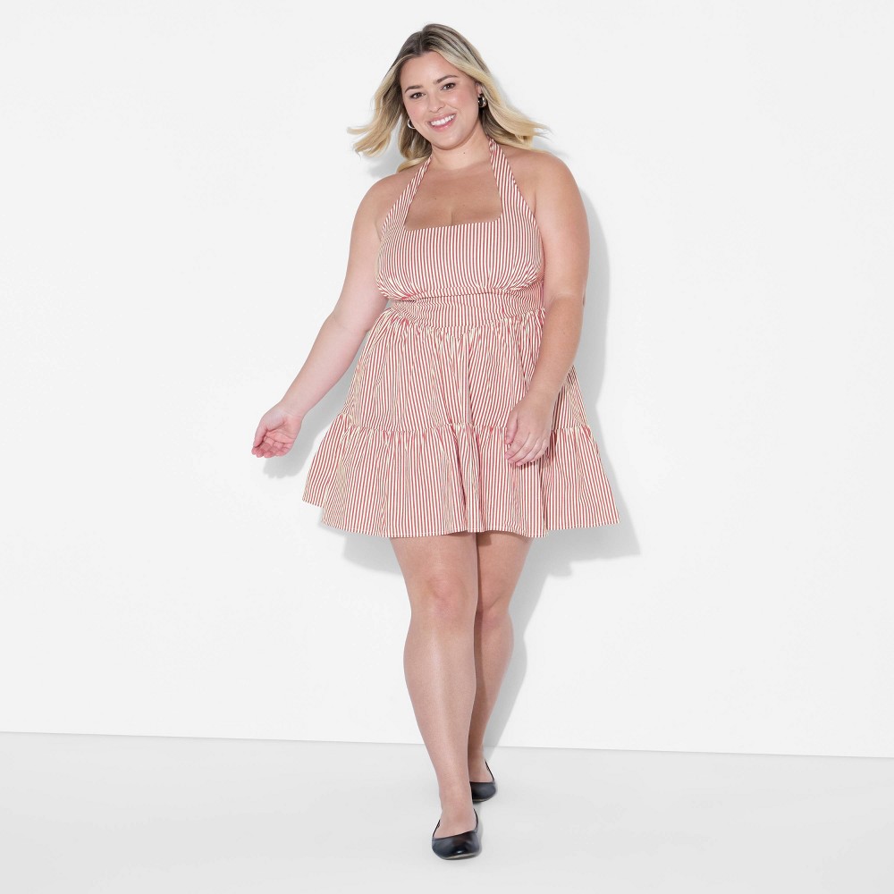 Women's Tiered Mini A-Line Dress - Wild Fable™ Red Striped 4X