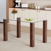 NicBex Rectangular Dining Table for 4 with Wood Grain Legs and Tempered Glass Top, Modern Kitchen Table, Dining Table for Kitchen, Bedroom - 2 of 4