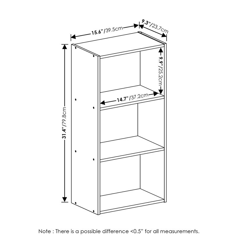 Furinno Luder 3-Tier Open Shelf Bookcase, Green/White, 2 of 7