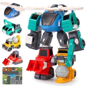 Toys for 3-8 Year Old, Transform Robot Kids Toy Vehicles | STEM Building Toys for Ages 3-6, 4 in 1 Construction Trucks Christmas Birthday Gifts - 1 of 4