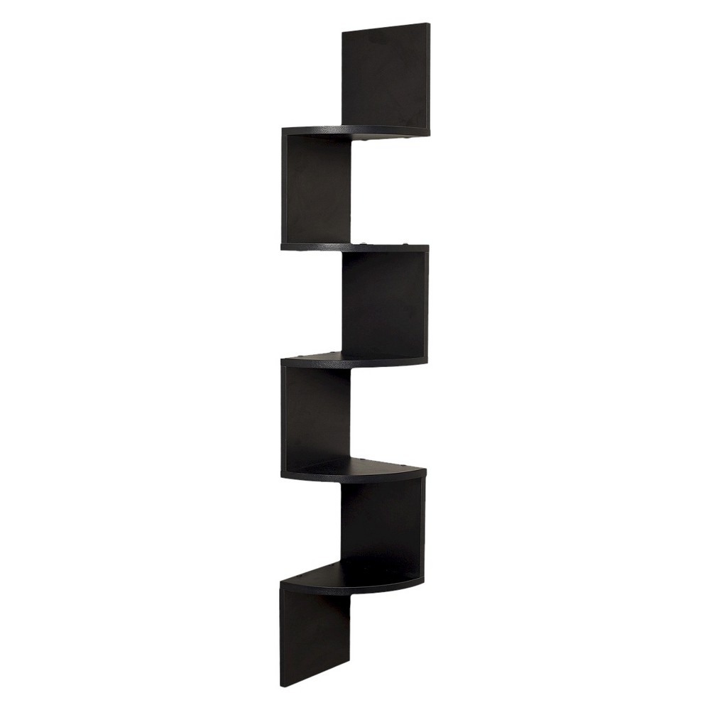 Photos - Garden & Outdoor Decoration FIVE 48.5" x 7.7" Large Corner Shelf Black - Danya B.: Modern Floating Wall Mount, Laminated MDF, 5-Tier 