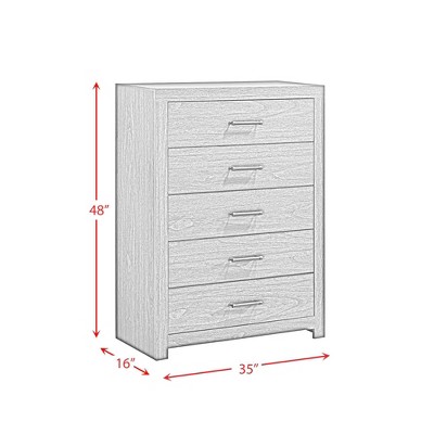 Walnut Rustic 5-Drawer Chest with Felt Lined Drawer