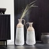 LuxenHome Set of 2 Distressed Off White and Rustic Brown Metal Pitcher Vase Off-White - 4 of 4