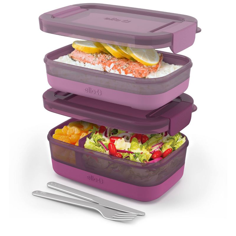 Ello 2pk Plastic Lunch Stack Food Storage Container, 2 of 4