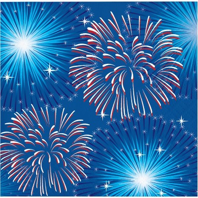 48ct Fireworks & Flags Beverage Napkins