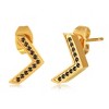 ELYA Women's Polished Cubic Zirconia Chevron Stud Steel Earrings - 3 of 4