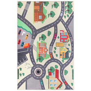 City Cruising Non-Slip Kids Playroom Nursery Washable Indoor Area Rug by Blue Nile Mills - 1 of 4