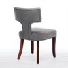 Two-piece dining chair set, linen hardwood frame kitchen side chairs with curved backs and wooden legs - 4 of 4