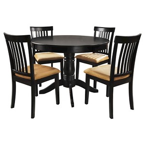 Haskell 5-Piece Round Black Dining Set - Misson Back Chair, Size: Mission Back