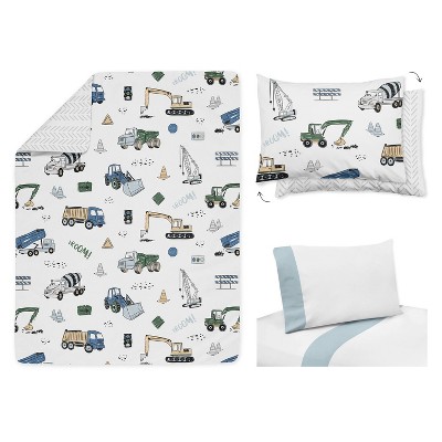 Blue and White Microfiber Toddler Bedding Set