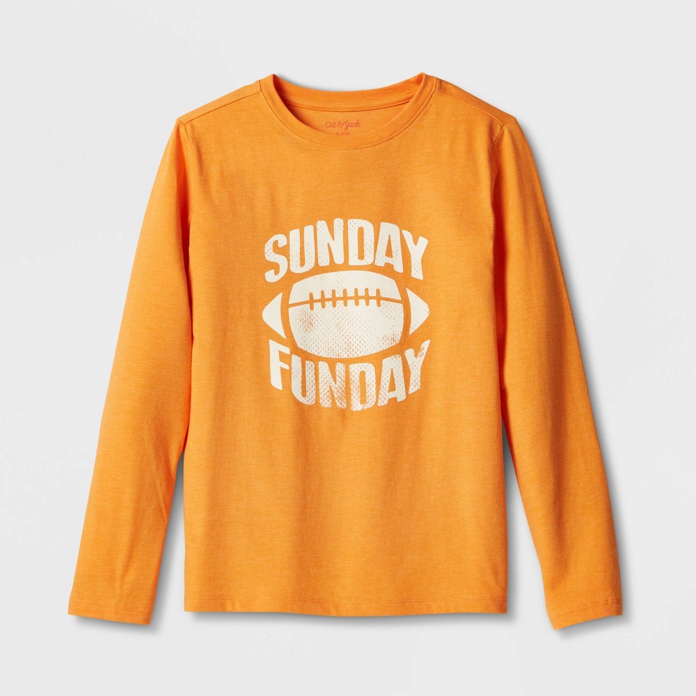 Size XL Boys' 'Sunday Funday' Long Sleeve Graphic T-Shirt - Cat & Jack Orange 