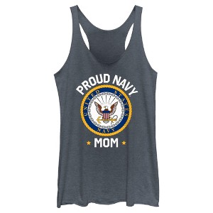 Women's United States Navy Proud Mom Logo Racerback Tank Top - 1 of 4