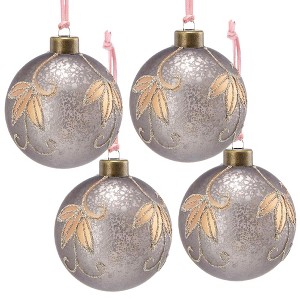NAYSAYE Party Decoration and Accessories Glass Christmas Ball Ornaments Set of 4 for Christmas Tree Decors, Silver, 4.7"*4.7"*0.18" - 1 of 4