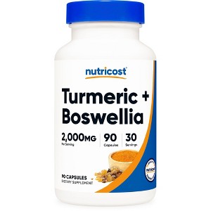 Nutricost Turmeric + Boswellia Supplement (2000mg) 90 Capsules - with BioPerine® (15mg), 95% Curcuminoids, 30 Servings - 1 of 4