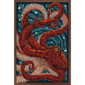 Trends International Lantern Press - Yachats, Oregon, Octopus Mosaic Framed Wall Poster Prints - 1 of 4