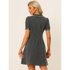 INSPIRE CHIC Women's Chambray Puff Button Front Flare A-line Mini Shirt Dresses - 4 of 4