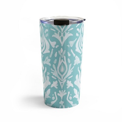 Emanuela Carratoni Teal Ikat 20 oz Stainless Steel Travel Mug - Deny Designs