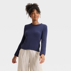 Women's Shrunken Crewneck Pullover Sweater - A New Day™ - 1 of 3