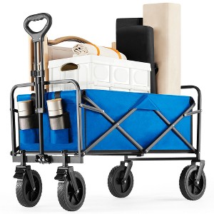 SKRAN Capacity Foldable Portable Wagons Carts with All-Terrain Wheels & Drink Holders,Heavy Duty Collapsible for Beach,Picnics(Wagon Only) - 1 of 4