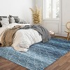 9'x12' Machine Washable Area Rug, Neutral Modern Design, Non-Slip, Foldable, Stain Resistant, Low Pile, Bedroom, Office, Kids Room, Blue - 3 of 4