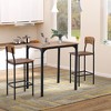 3 Piece Pub Table and Chairs, Small Kitchen Table and Chairs, Square Dining Table with 2 Stools and Black - 2 of 4