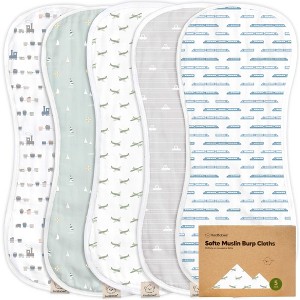 KeaBabies 5pk Organic Softe Muslin Burp Cloths for Baby Girls and Boys, Large Absorbent Burping Cloths for Babies, Baby Burp Clothes - 1 of 4