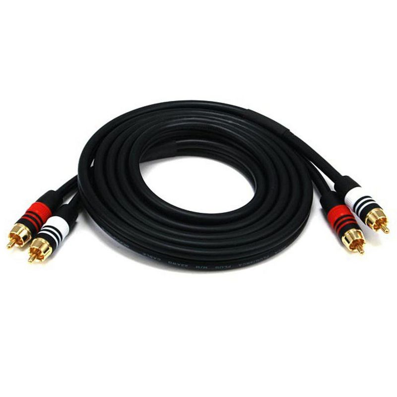 Monoprice Premium Two-Channel Audio Cable - 6 Feet - Black | 2 RCA Plug to 2 RCA Plug 22AWG, Male to Male, 1 of 3
