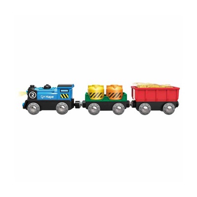 Hape Kids Toddler Wooden Magnetic Battery Powered Rolling Stock Cargo Railway Train Engine Toy Kit Set