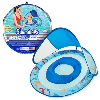 Swimways Sun Canopy Spring Float with Hyper-Flate Valve - Shark