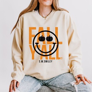 Simply Sage Market S.W.Smiley Fall Y'all Lightweight Garment Dyed Sweatshirt - 1 of 4