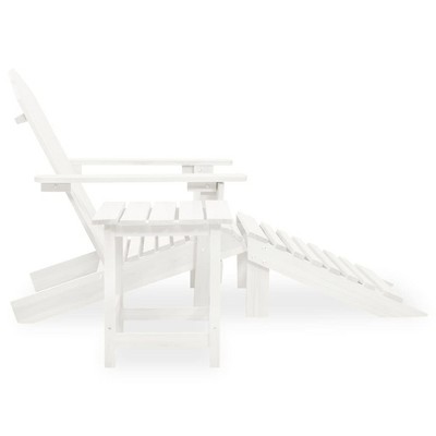 White Fir Wood Adirondack Chair Set with Ottoman and Table