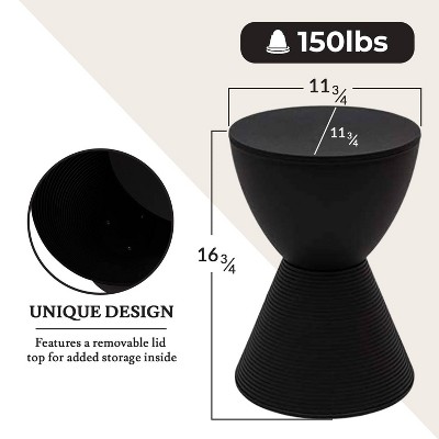 Boyd 12" Modern Round Black Plastic Versatile Side Table